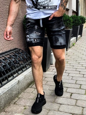 Juodi ICON džinsiniai šortai