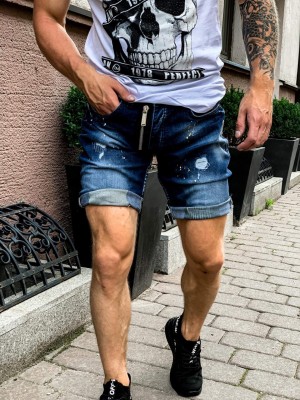 Mėlyni džinsiniai šortai